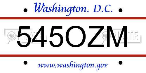 545OZM District Of Columbia License Plate