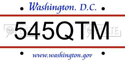545QTM District Of Columbia License Plate