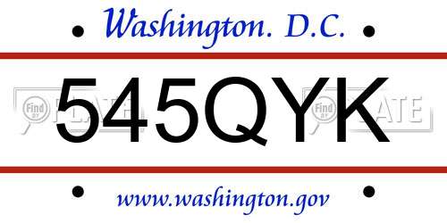 545QYK District Of Columbia License Plate