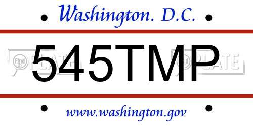 545TMP District Of Columbia License Plate