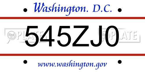 545ZJ0 District Of Columbia License Plate