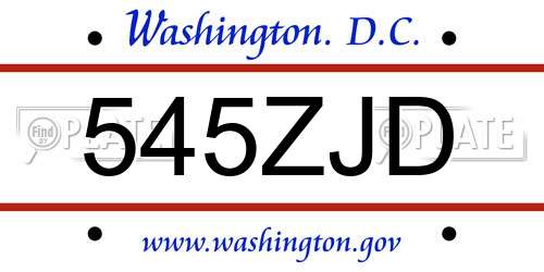 545ZJD District Of Columbia License Plate