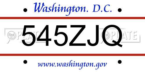 545ZJQ District Of Columbia License Plate