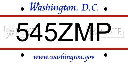 545ZMP District Of Columbia License Plate