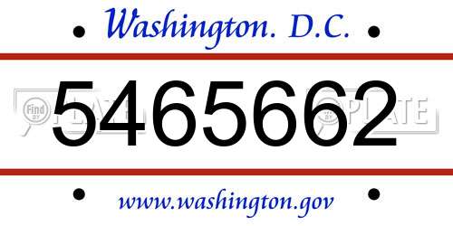 5465662 District Of Columbia License Plate