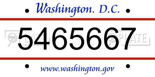 5465667 District Of Columbia License Plate