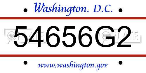 54656G2 District Of Columbia License Plate