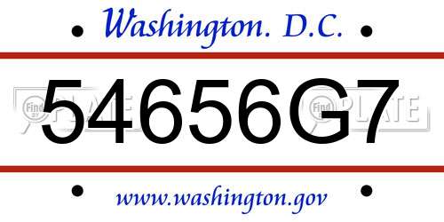 54656G7 District Of Columbia License Plate
