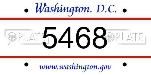 5468 District Of Columbia License Plate