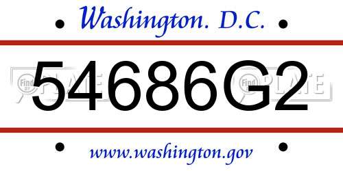 54686G2 District Of Columbia License Plate