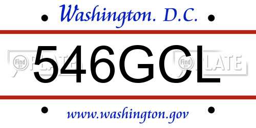 546GCL District Of Columbia License Plate