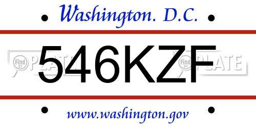 546KZF District Of Columbia License Plate
