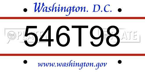 546T98 District Of Columbia License Plate