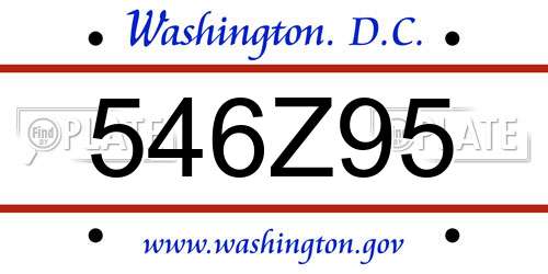 546Z95 District Of Columbia License Plate
