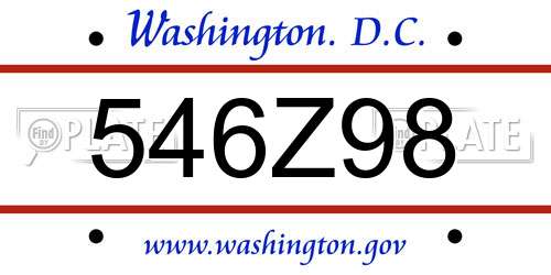 546Z98 District Of Columbia License Plate