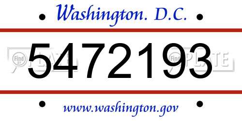 5472193 District Of Columbia License Plate