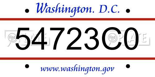 54723C0 District Of Columbia License Plate