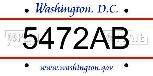 5472AB District Of Columbia License Plate