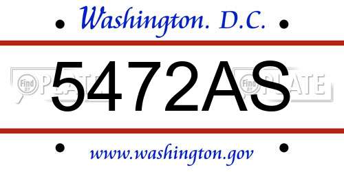 5472AS District Of Columbia License Plate