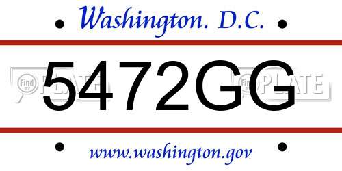 5472GG District Of Columbia License Plate