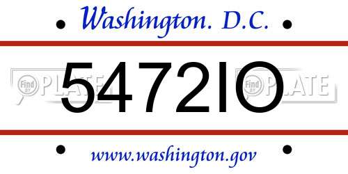 5472IO District Of Columbia License Plate