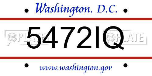 5472IQ District Of Columbia License Plate