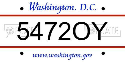 5472OY District Of Columbia License Plate