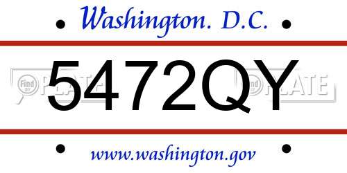5472QY District Of Columbia License Plate