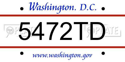 5472TD District Of Columbia License Plate