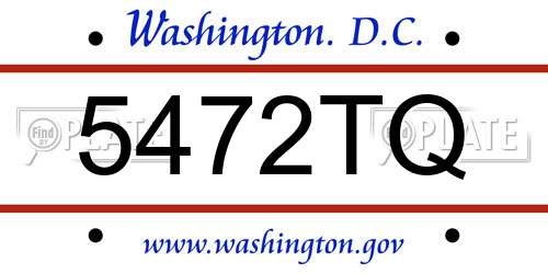 5472TQ District Of Columbia License Plate
