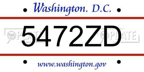5472ZD District Of Columbia License Plate