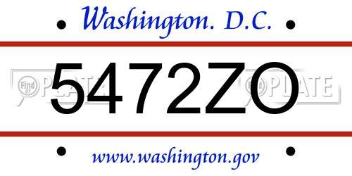 5472ZO District Of Columbia License Plate
