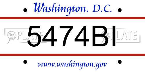 5474BI District Of Columbia License Plate