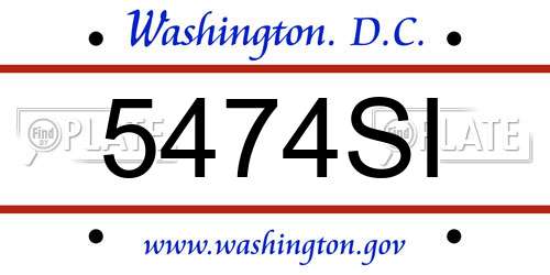5474SI District Of Columbia License Plate