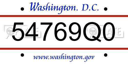 54769Q0 District Of Columbia License Plate