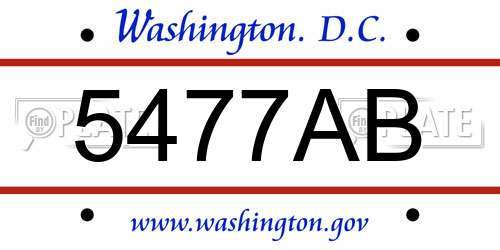 5477AB District Of Columbia License Plate