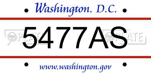 5477AS District Of Columbia License Plate