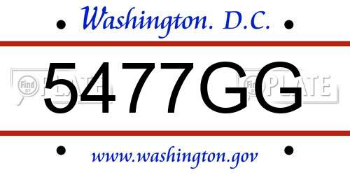 5477GG District Of Columbia License Plate