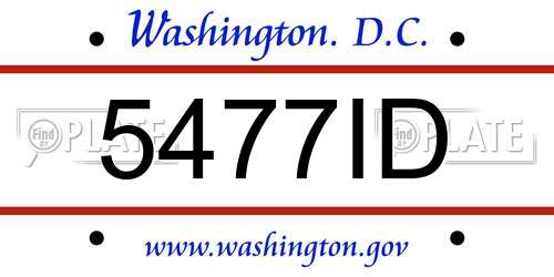 5477ID District Of Columbia License Plate