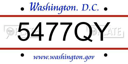 5477QY District Of Columbia License Plate