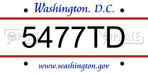 5477TD District Of Columbia License Plate
