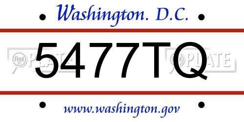 5477TQ District Of Columbia License Plate