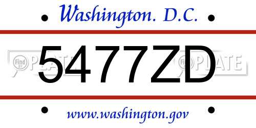 5477ZD District Of Columbia License Plate
