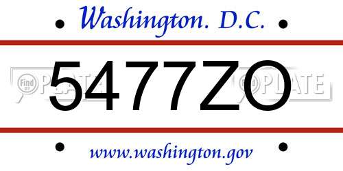 5477ZO District Of Columbia License Plate