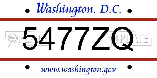 5477ZQ District Of Columbia License Plate
