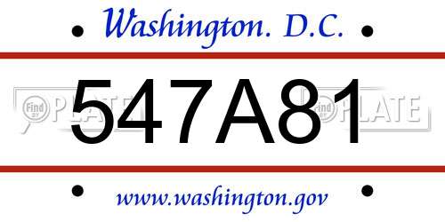 547A81 District Of Columbia License Plate