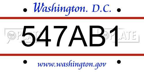 547AB1 District Of Columbia License Plate