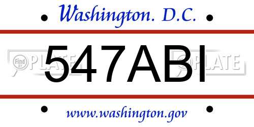 547ABI District Of Columbia License Plate