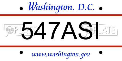 547ASI District Of Columbia License Plate