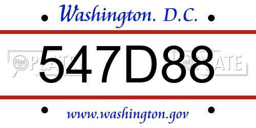 547D88 District Of Columbia License Plate